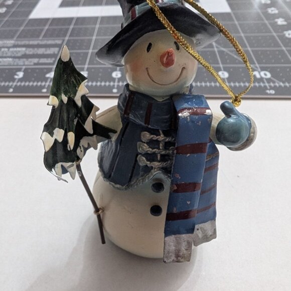 Unbranded Other - Snowman Christmas ornament Resin Wood Metal Fabric 5 inch frosted tree vtg